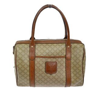 CELINE Logo Macadam Pattern Hand Bag PVC Leather Brown GHW Italy 60KB881